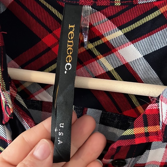 Plaid button front fall top - Picture 3 of 8